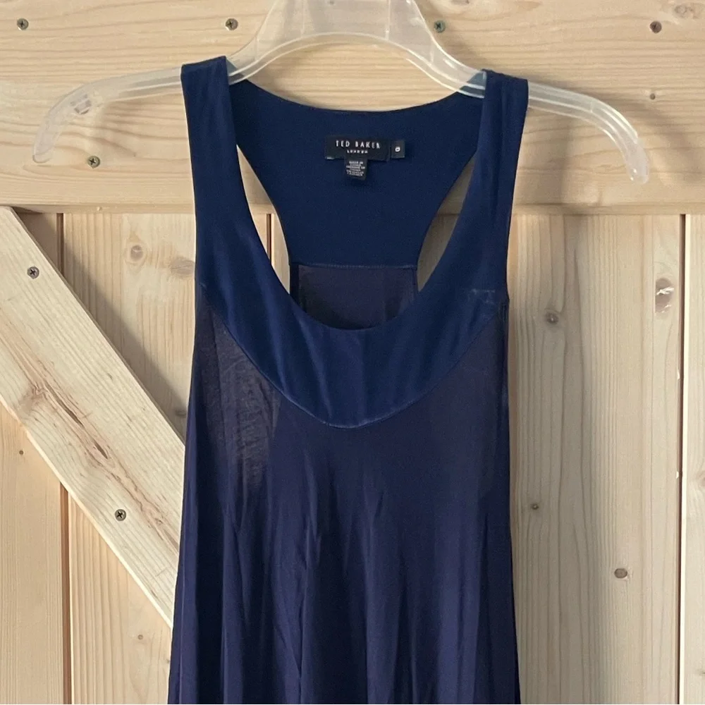 Ted Baker Modal Silk Racerback Tunic US Size 2 Color Navy Blue